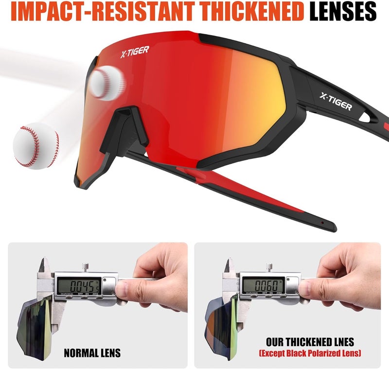 Xtiger Polarized Sports Sunglasses with 5 Interchangeable Lenses,Mens Womens Cycling Bike Glasses,Baseball Running Fishing - Image 5